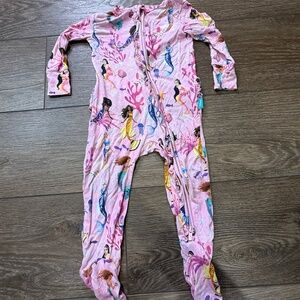 Disney Posh Peanut Little Mermaid Ruffle Zip-Front Footed One-Piece, 12-18 M